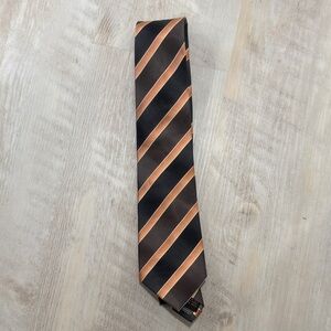Alexander Julian Elegant Brown and Orange Striped Men's Tie